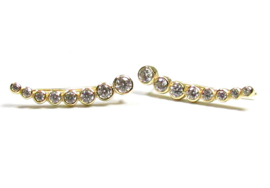 Graduated Bezel Set Round CZ Ear Climbers | Modern Sparkle Earrings