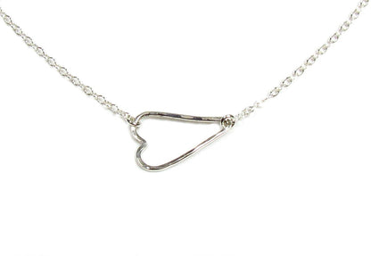 Sideways Heart Necklace | Hammered Texture | Gold Filled or Sterling Silver