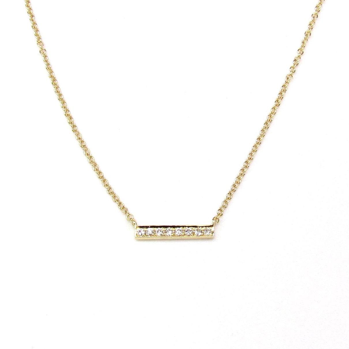 14K Diamond Mini Bar Necklace