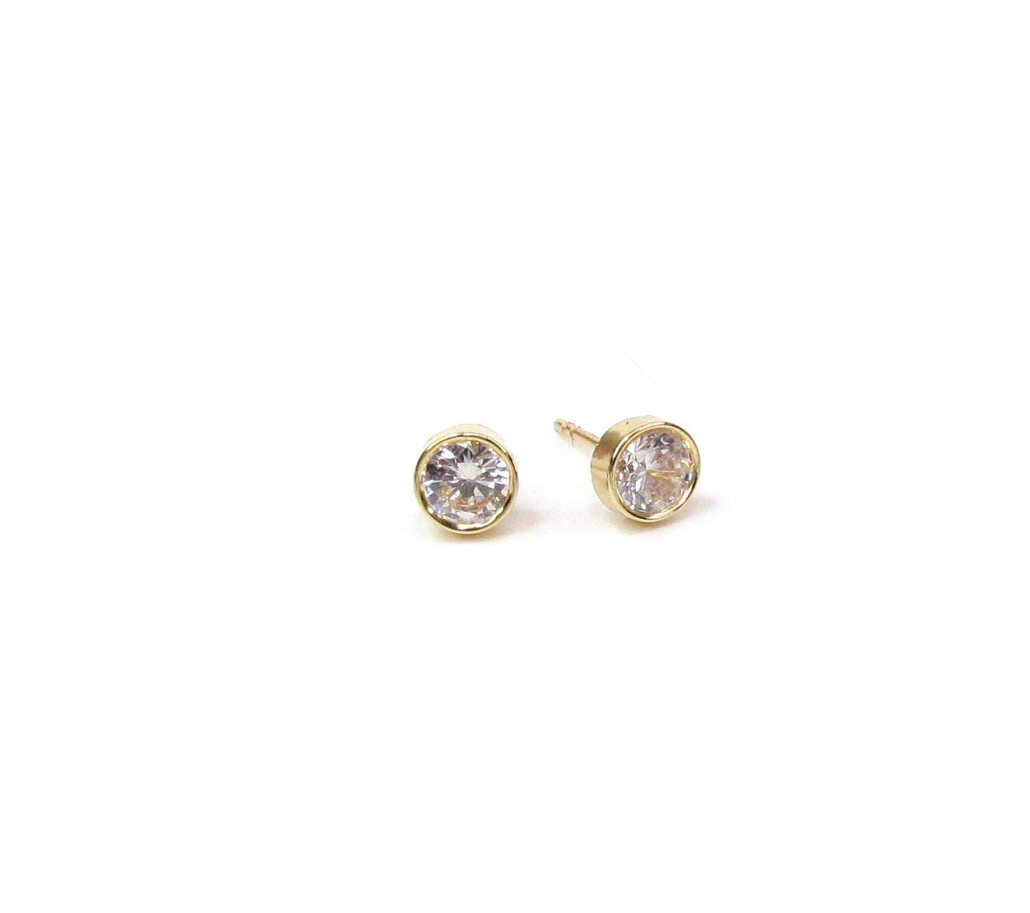 14K Bezel CZ Solitaire Studs