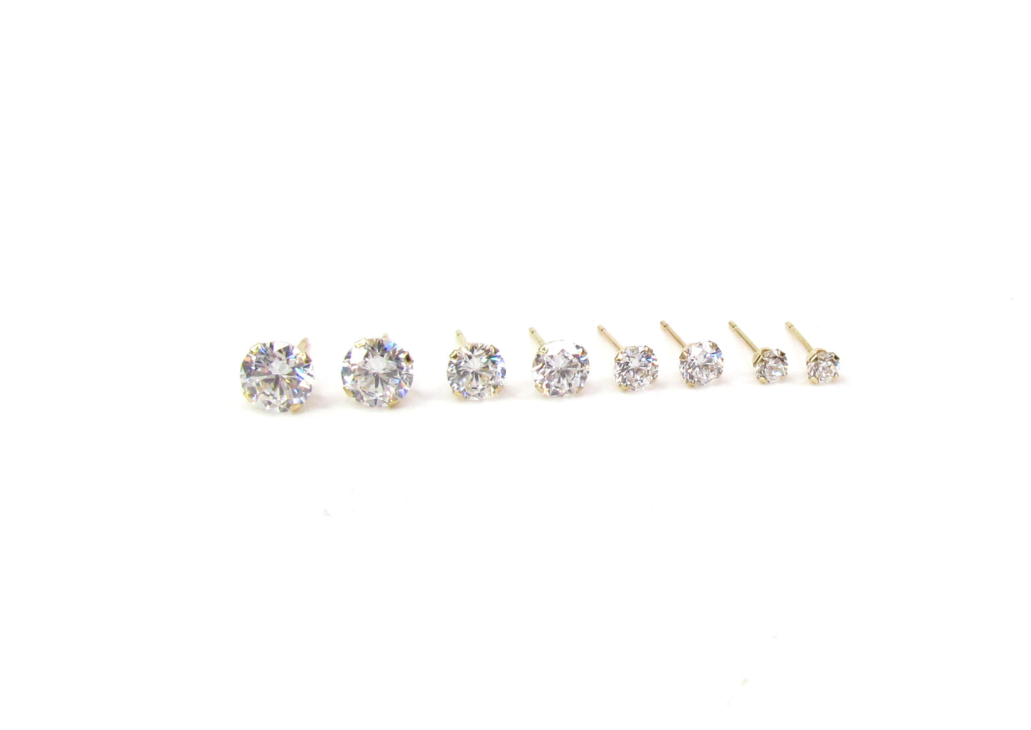 14K Solitaire CZ Stud Earrings | Classic Prong-Set Gold Studs