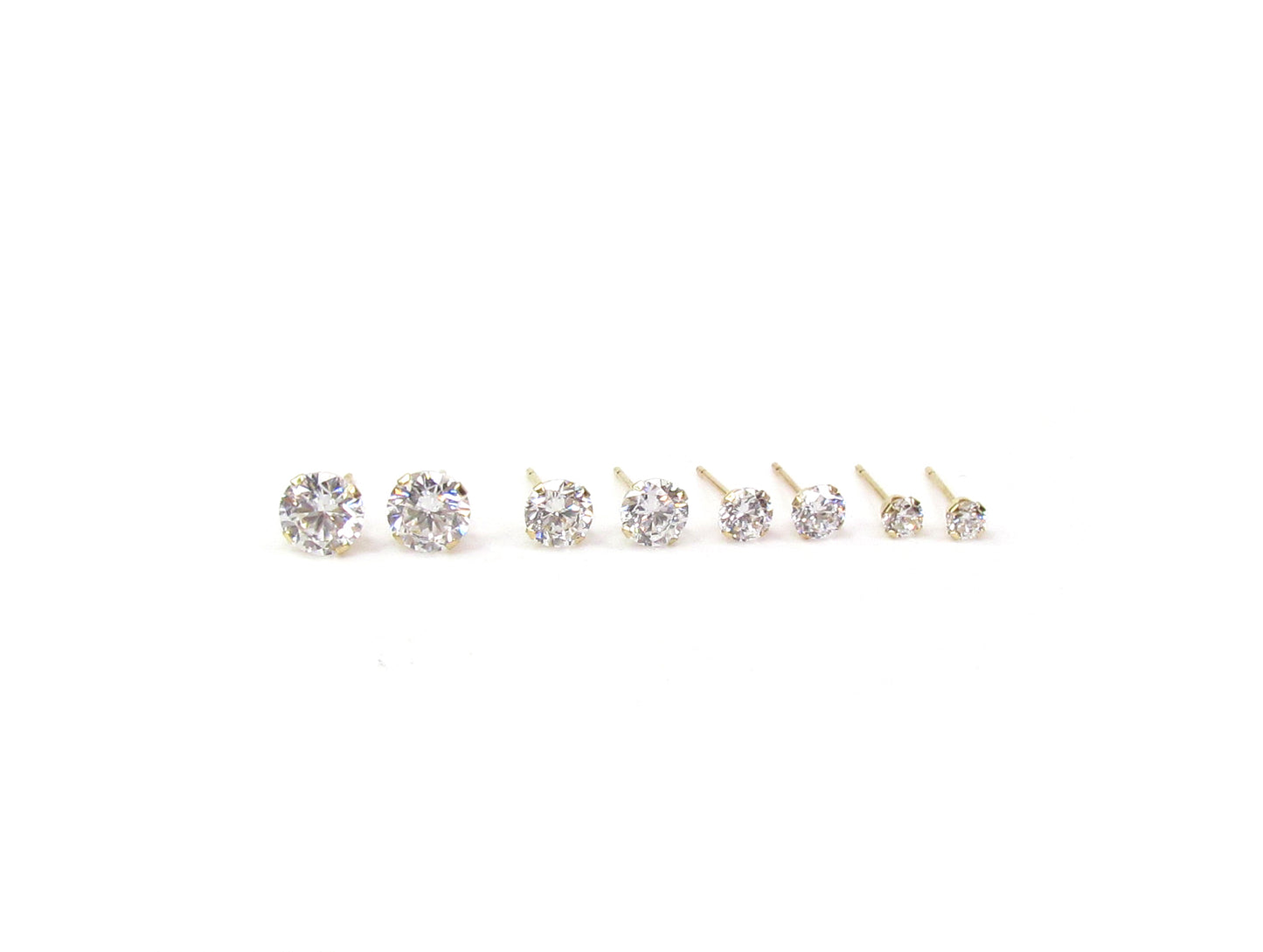 14K Solitaire CZ Stud Earrings | Classic Prong-Set Gold Studs