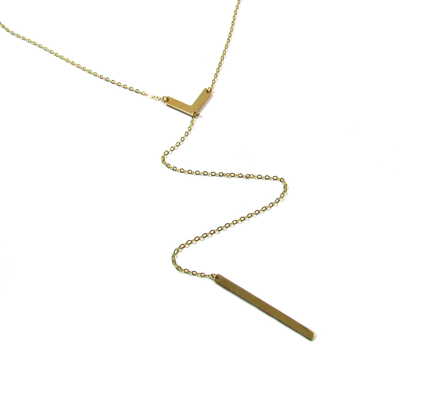 Chevron and Bar Long Y Necklace | Modern Layering Jewelry
