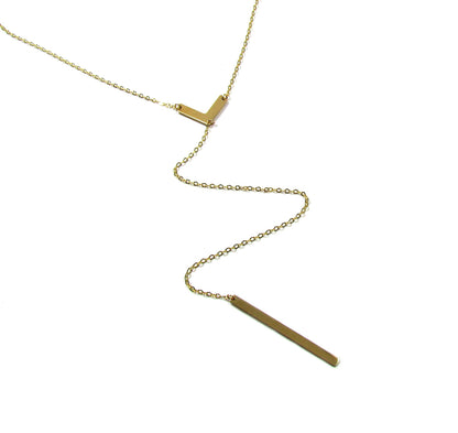 Chevron and Bar Long Y Necklace | Modern Layering Jewelry