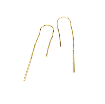 14K Gold Box Chain Threader Earrings | Yellow or White Gold