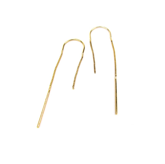 14K Gold Box Chain Threader Earrings | Yellow or White Gold