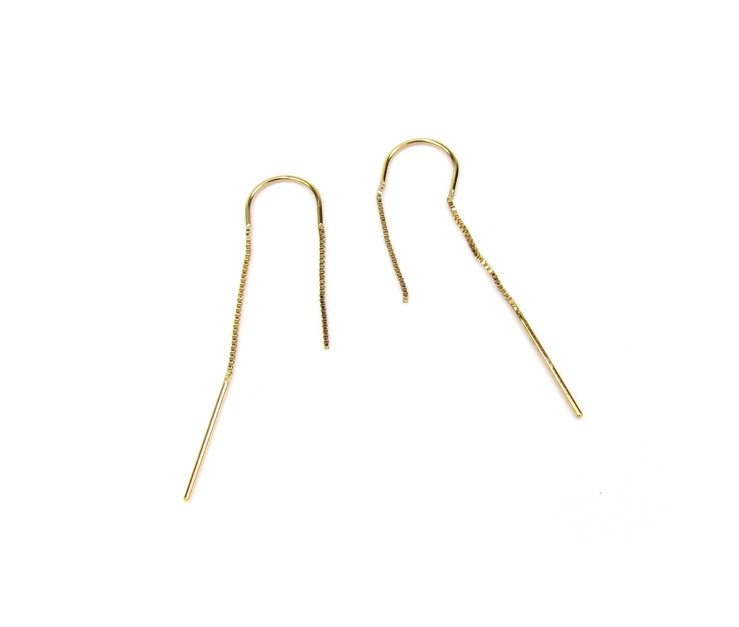 14K Gold Box Chain Threader Earrings | Yellow or White Gold