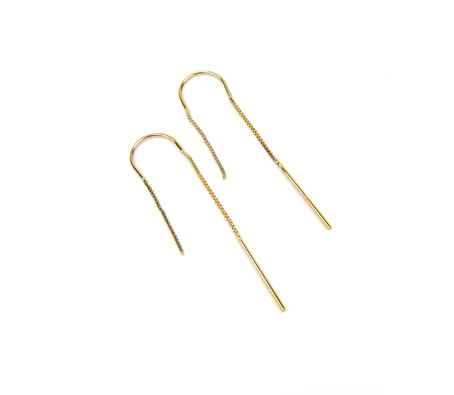 14K Gold Box Chain Threader Earrings | Yellow or White Gold