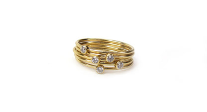 14K Stack Ring | 14K Solid Gold Dainty Ring with Tiny CZ