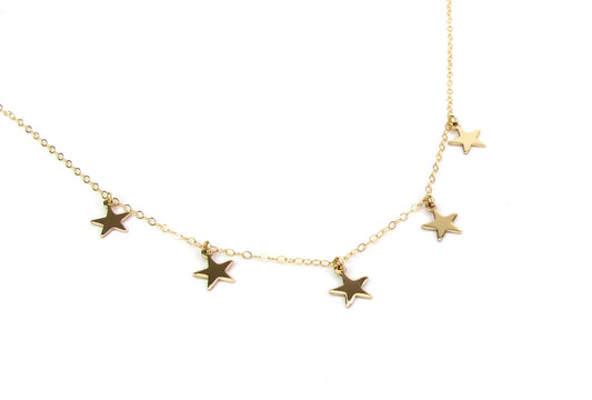 5 Star Choker Necklace | Dainty Celestial Charm Necklace
