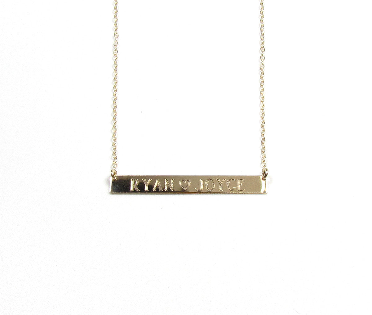 14K Solid Gold Roman Numeral Personalized Bar Necklace | Custom Engraved Date Pendant