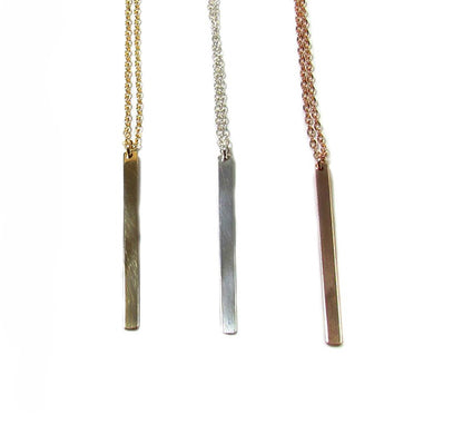Set of 3 Layering Necklaces | Hammered Bead, Beaded Satellite Chain & Vertical Bar Necklace
