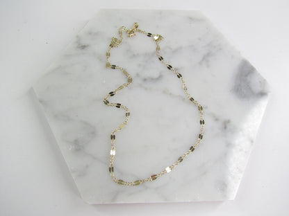 14K Mirror Lace Chain Choker | Solid Gold | White or Yellow Gold