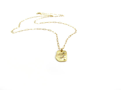 Moon CZ Pendant Necklace | Moon Charm on Dainty Paperclip Chain
