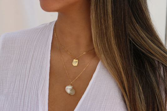 Moon CZ Pendant Necklace | Moon Charm on Dainty Paperclip Chain