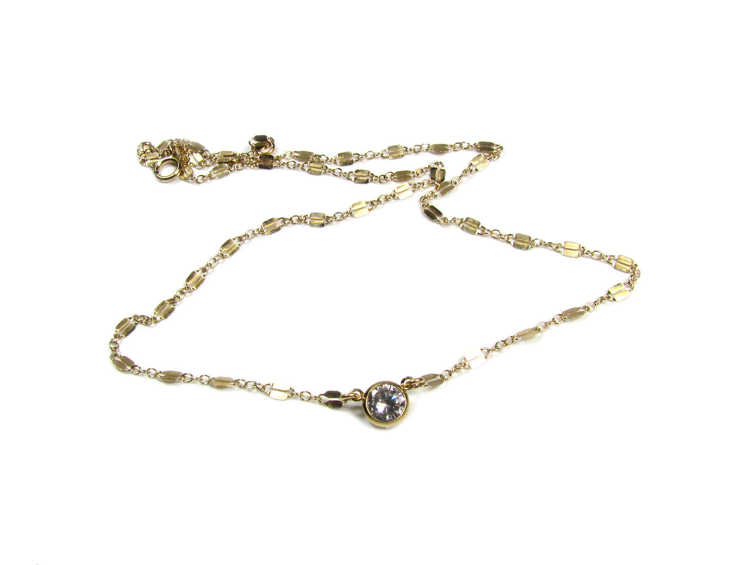 Bezel Set CZ Solitaire Necklace | Bold Sparkle on Dainty Gold Chain