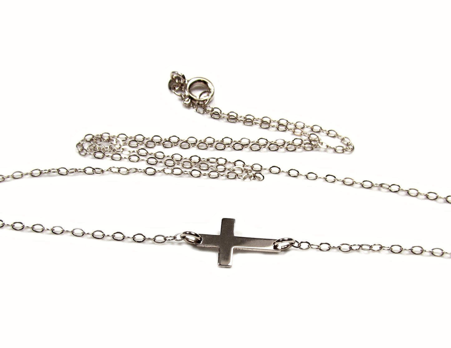 14K Mini Sideways Cross Necklace | Solid Yellow Gold