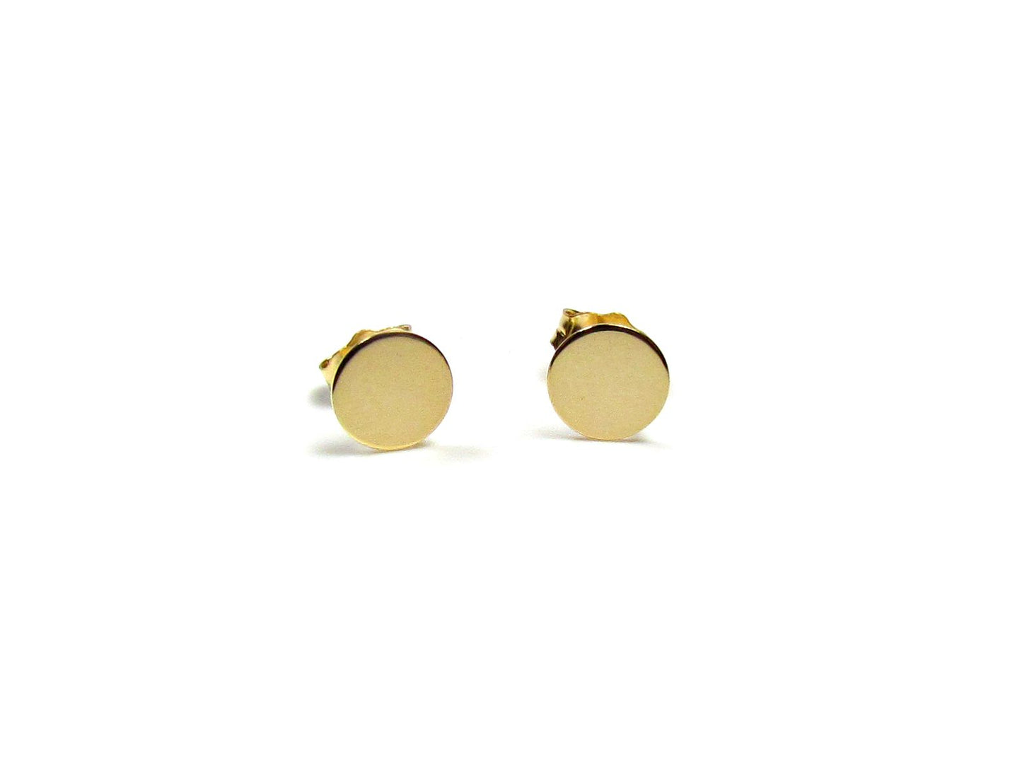 14K Circle Stud Earrings | Solid Yellow Gold | Matte & Polished Finishes