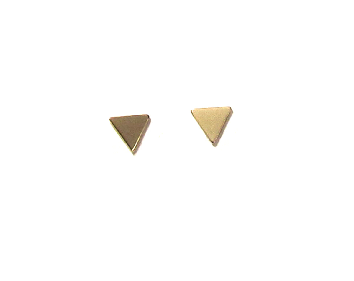14K Gold Triangle Stud Earrings | Tiny & Small Minimalist Studs