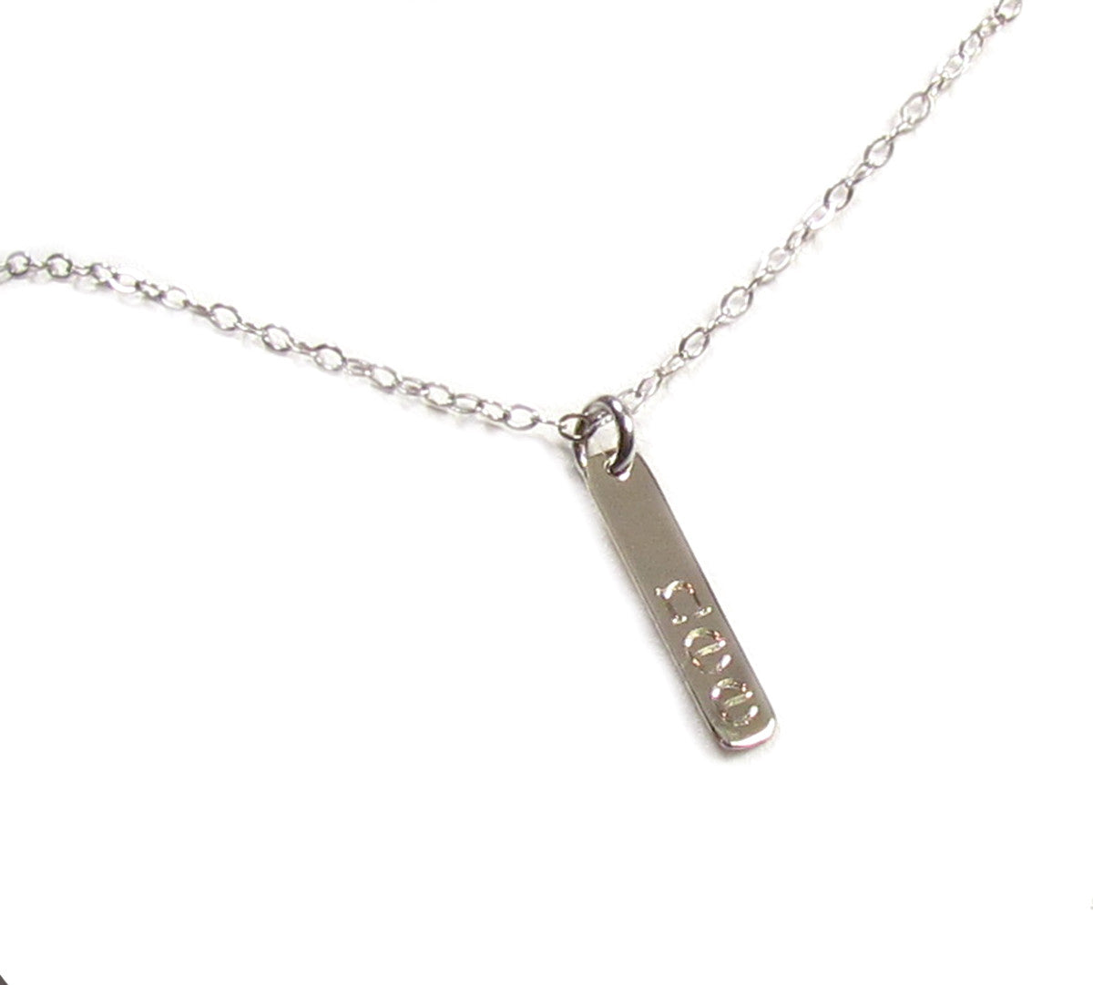14K Tiny Dash Vertical Bar Necklace | Personalized Engraved Necklace