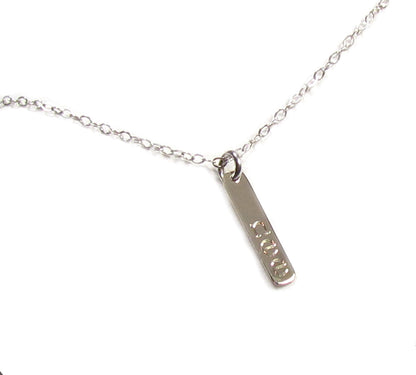 14K Tiny Dash Vertical Bar Necklace | Personalized Engraved Necklace