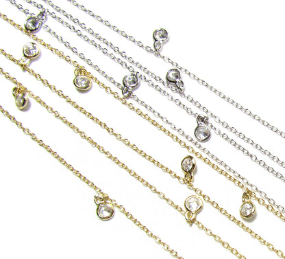 Long Dangling CZ By the Yard Necklace