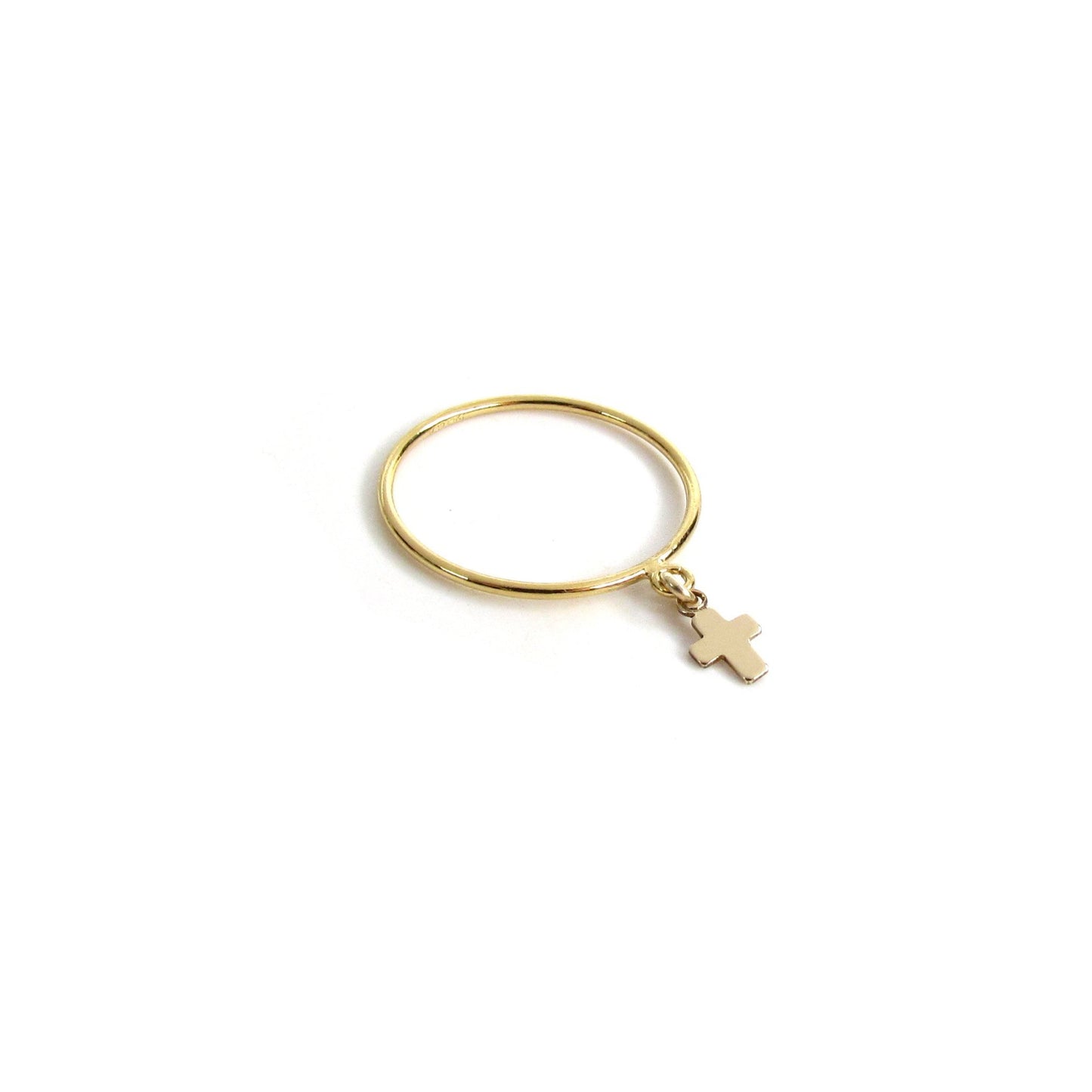 14K Gold Filled Cross Charm Ring | Dainty Christian Jewelry | Faith Gift