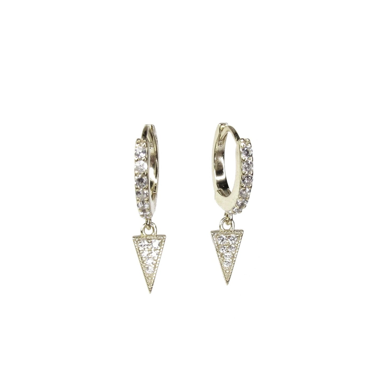Tiny Dagger Huggie Hoops | CZ Spike Drop Earrings