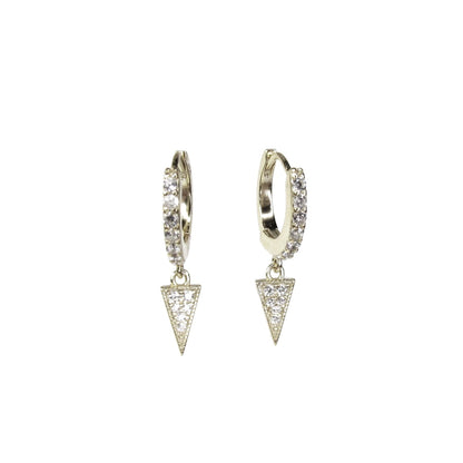 Tiny Dagger Huggie Hoops | CZ Spike Drop Earrings