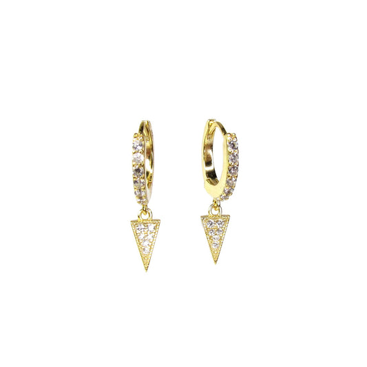 Tiny Dagger Huggie Hoops | CZ Spike Drop Earrings
