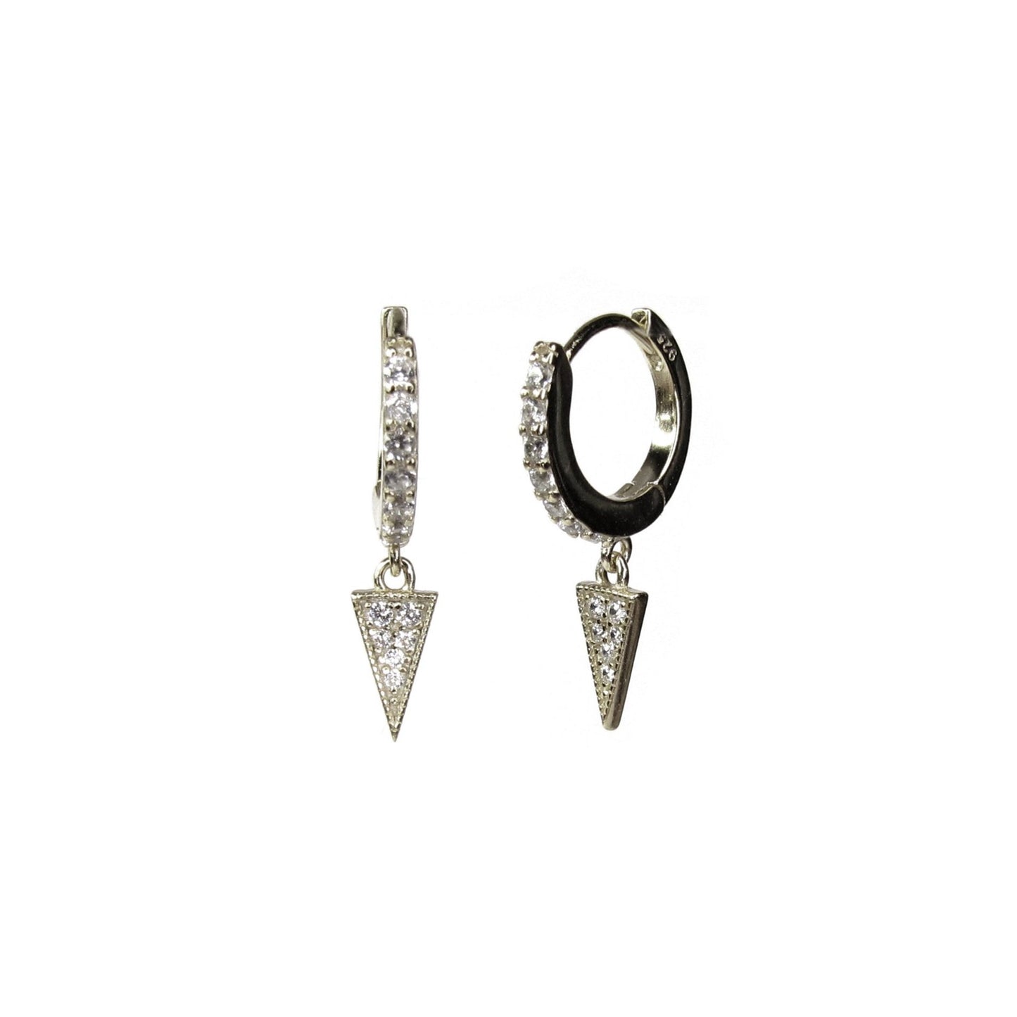 Tiny Dagger Huggie Hoops | CZ Spike Drop Earrings