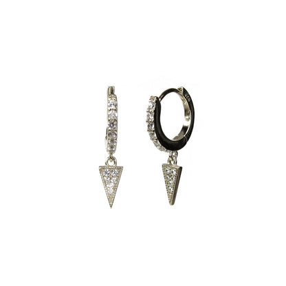 Tiny Dagger Huggie Hoops | CZ Spike Drop Earrings