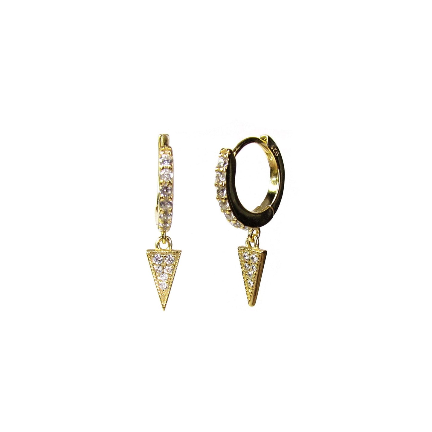 Tiny Dagger Huggie Hoops | CZ Spike Drop Earrings