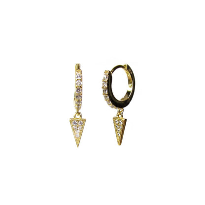 Tiny Dagger Huggie Hoops | CZ Spike Drop Earrings