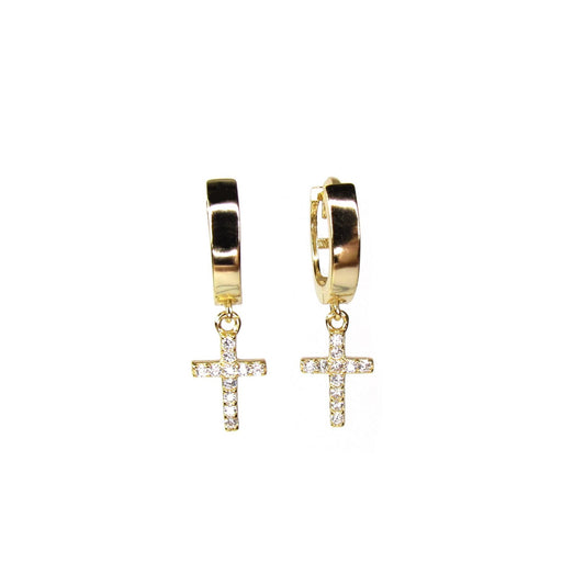 In Good Faith Cross Charm Hoops