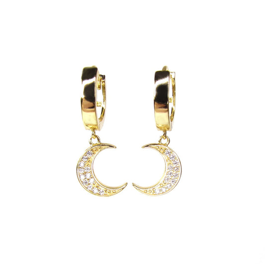 Moon Huggie Hoop Earrings | Celestial Charm Hoops