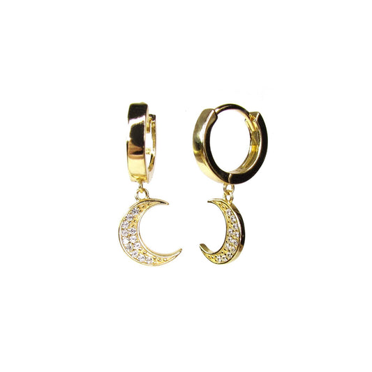 Moon Huggie Hoop Earrings | Celestial Charm Hoops