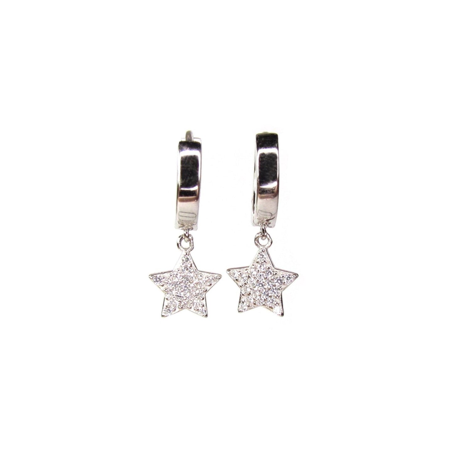 CZ Star Huggie Hoop Earrings | Celestial Charm Hoops