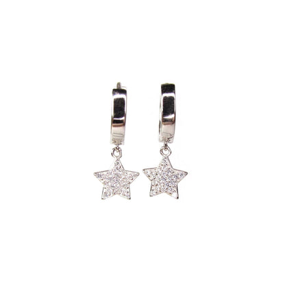 CZ Star Huggie Hoop Earrings | Celestial Charm Hoops