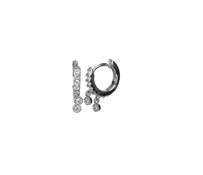CZ Shaker Huggie Hoops | Dainty Dangling CZ Stones
