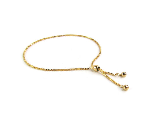 Adjustable Box Chain Slide Bracelet | 14kt Gold Filled or Sterling Silver
