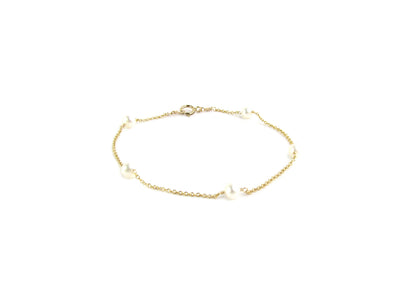Freshwater Pearl Station Bracelet | Dainty Pearl Chain Bracelet
