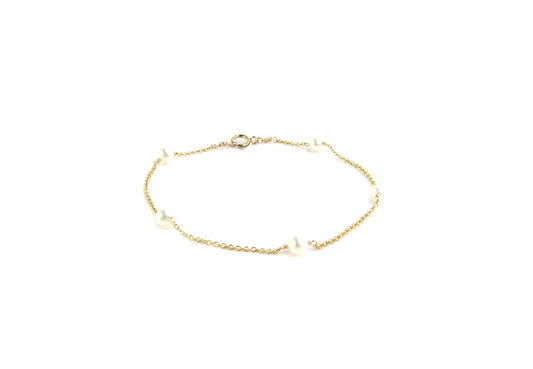 Freshwater Pearl Station Bracelet | Dainty Pearl Chain Bracelet
