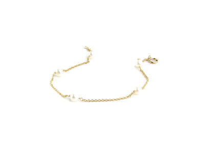Freshwater Pearl Station Bracelet | Dainty Pearl Chain Bracelet