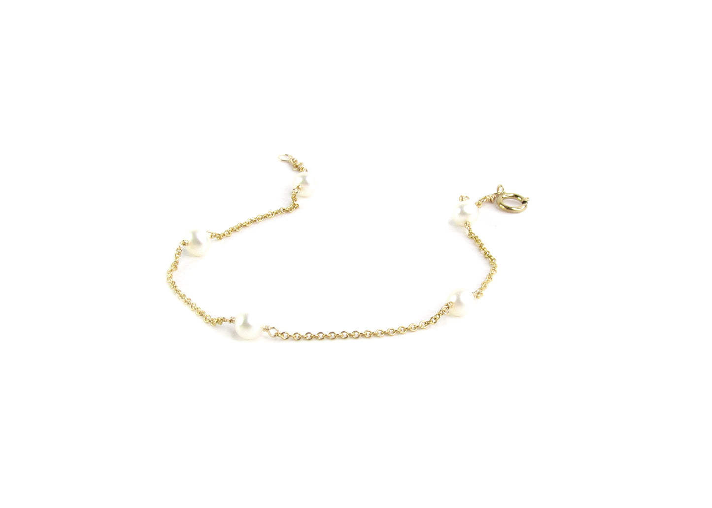 Freshwater Pearl Station Bracelet | Dainty Pearl Chain Bracelet