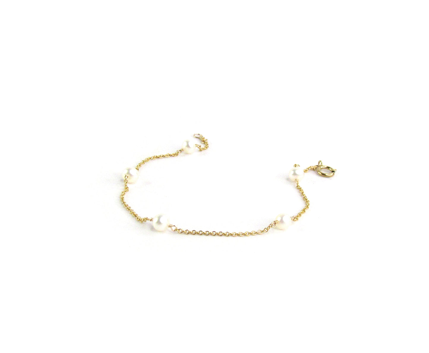 Freshwater Pearl Station Bracelet | Dainty Pearl Chain Bracelet