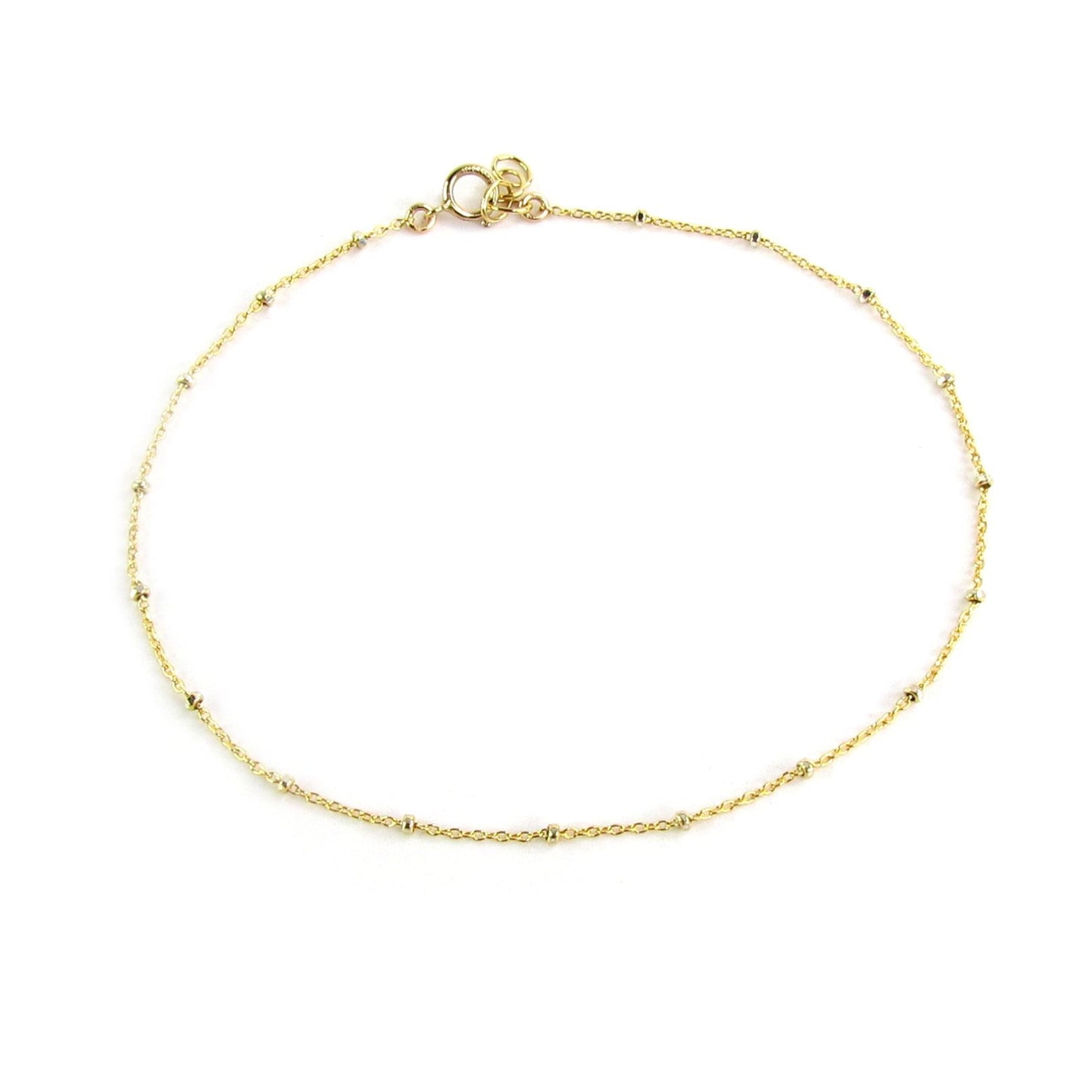 Two Tone Bead Anklet | Gold and Silver Anklet
