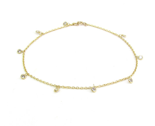 Dangling CZ Shaker Anklet | Dainty Summer Anklet