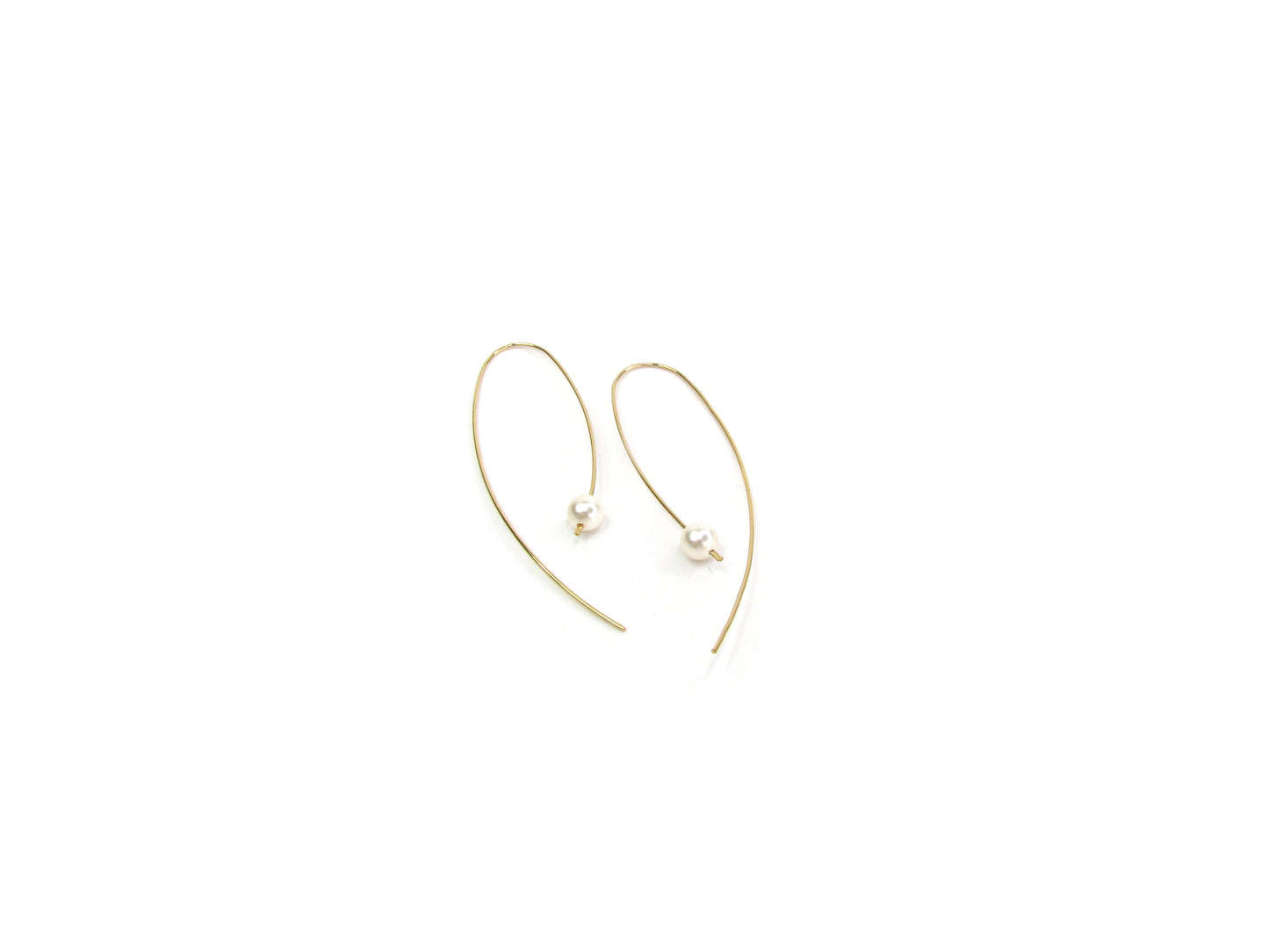Pearl Arc Threader Earrings | Modern Wire Hoops