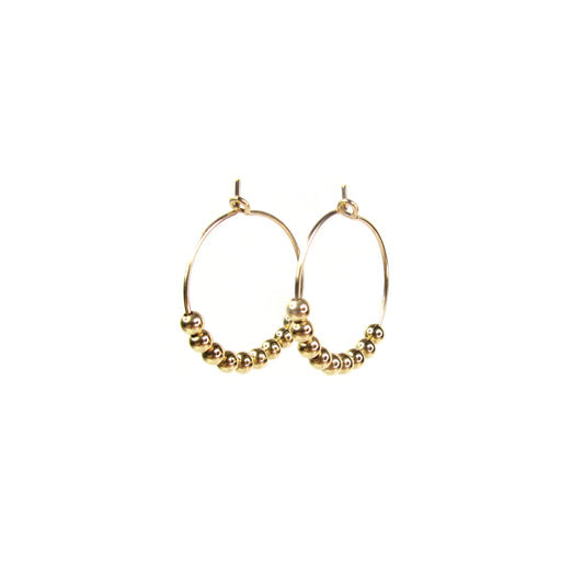 Beaded Hoop Earrings | Skinny Wire Bead Hoop